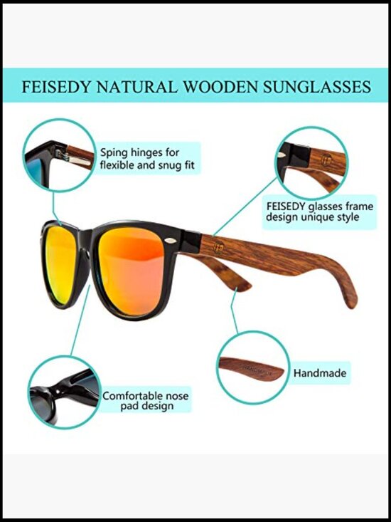 Polarized Wood Sunglasses HD UV400 Driving Fishing Golf main image 5